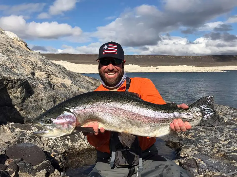 Denis-Isbister-Wild-Fish-Wild-Places-Argentina-Trout-at-Jurassic-Lake-16 » Outdoors International We landed many rainbows around 12 pounds with two 18 pounders and one 20 pounder being the biggest.