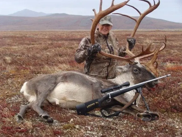 Nicki Perin with a great caribou bull.
