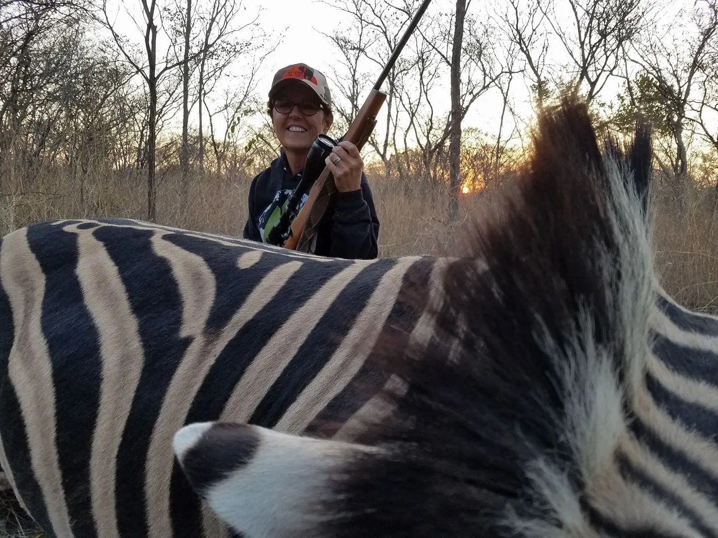 Richelle Glauner with a zebra