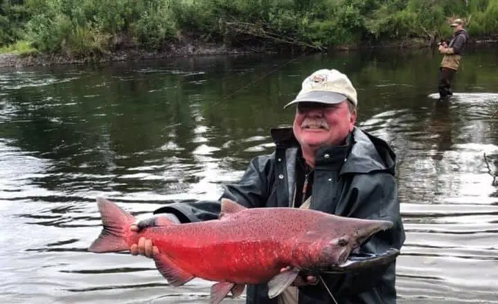 Great Salmon on AK fishing float