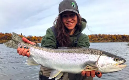 Lacey Savage ALaska Rainbow Trout » Outdoors International Lacey with a nice Alaska rainbow.