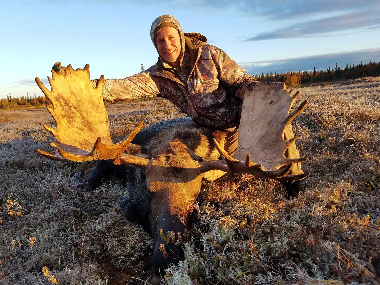 Kyle Hanson's Dad with his first moose.