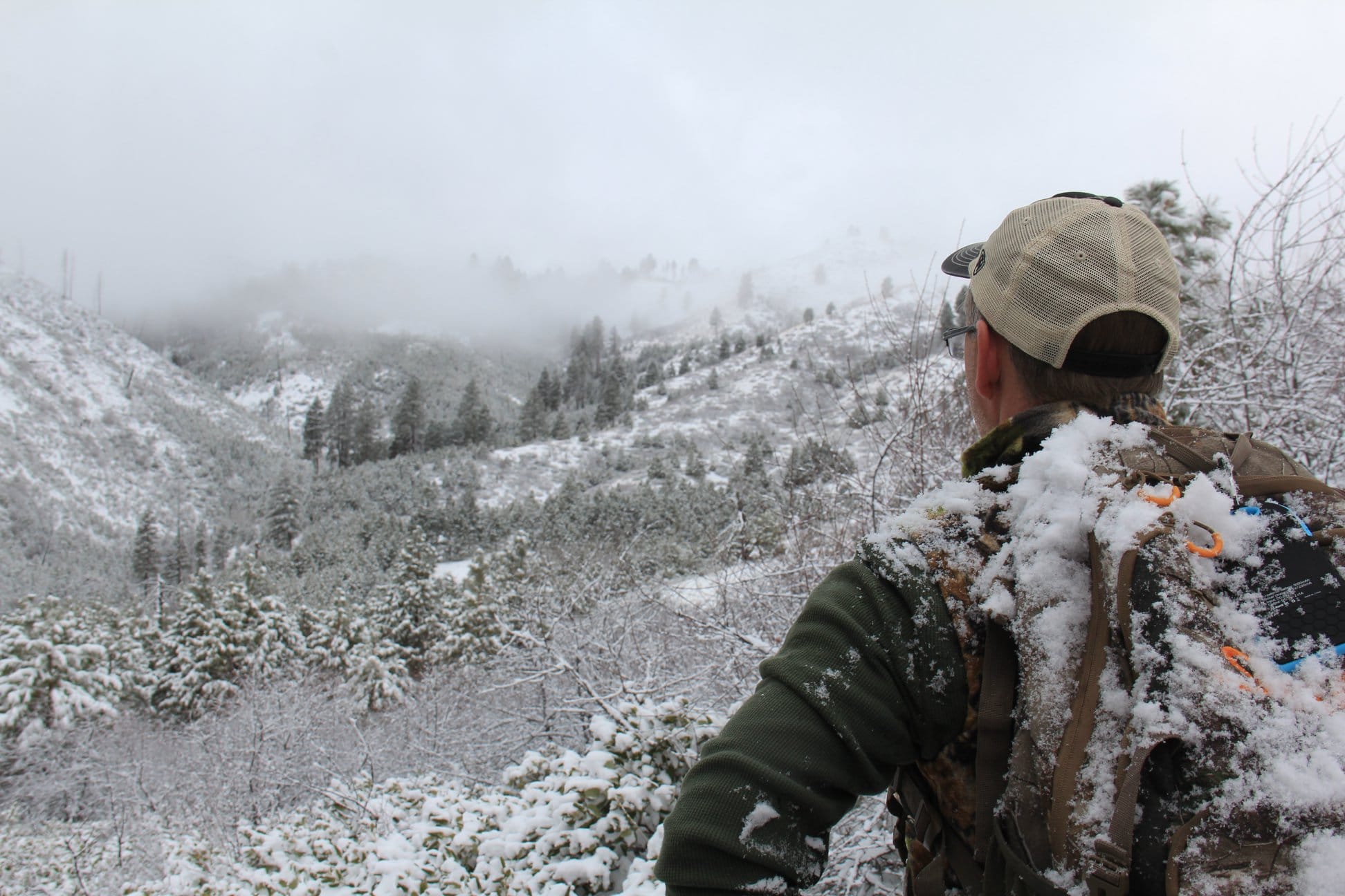 One of our hunters glassing for wolves in Idaho.