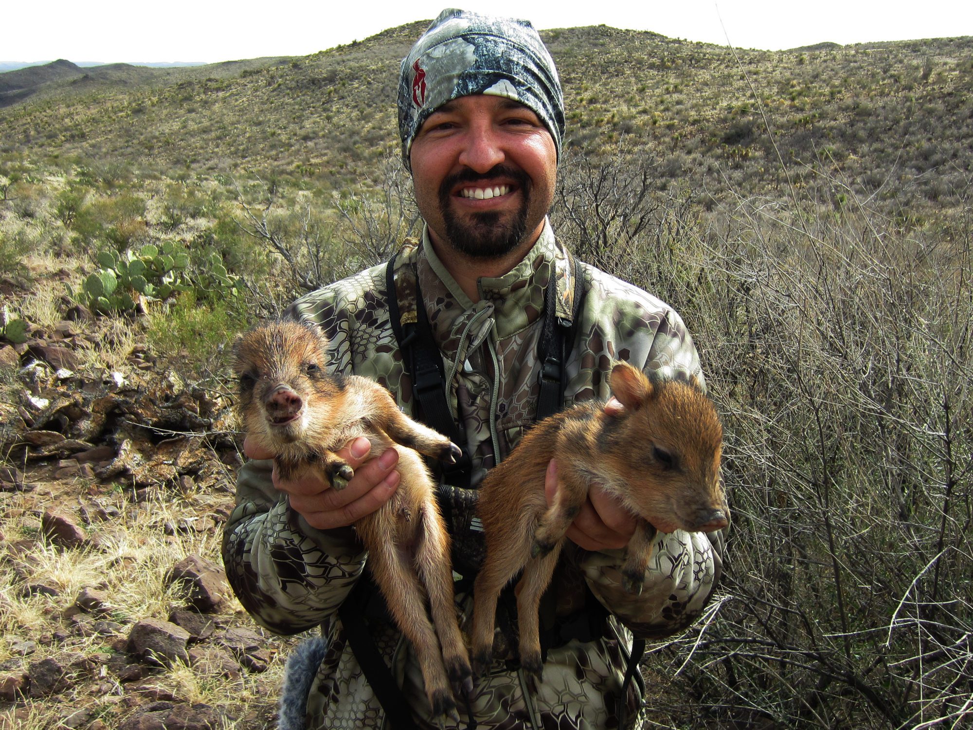 While they were taking pictures, Cory was able to catch these two baby javelina. They were feisty little buggers... and cute. They took a few pics of them and turned them loose.