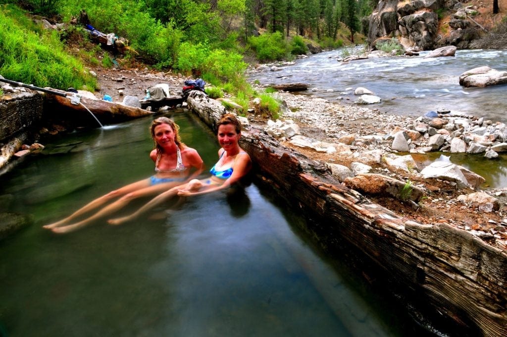 women in a hot spring