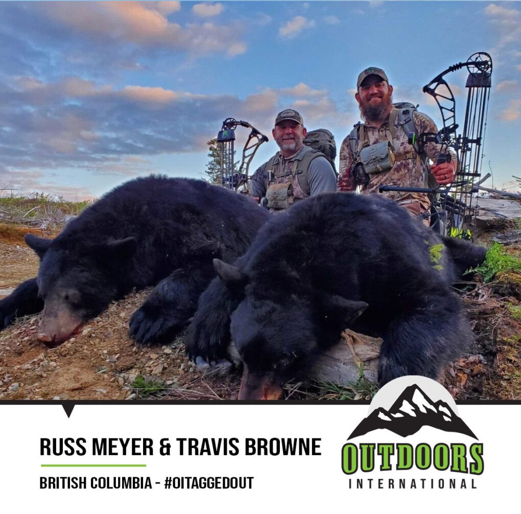Russ Meyer and OI client Travis Browne with BC archery black bears. #oitaggedout