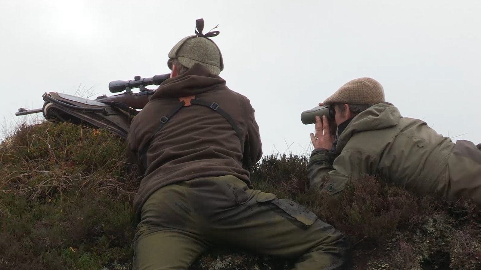 Hunters-Scotland-Shooting » Outdoors International Setting up for a shot on a stag in Scotland.