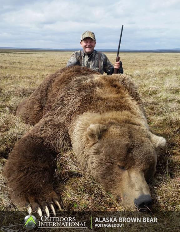 One of our hunters with a great brown bear