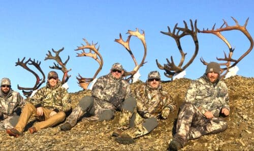 A happy group of caribou hunters.