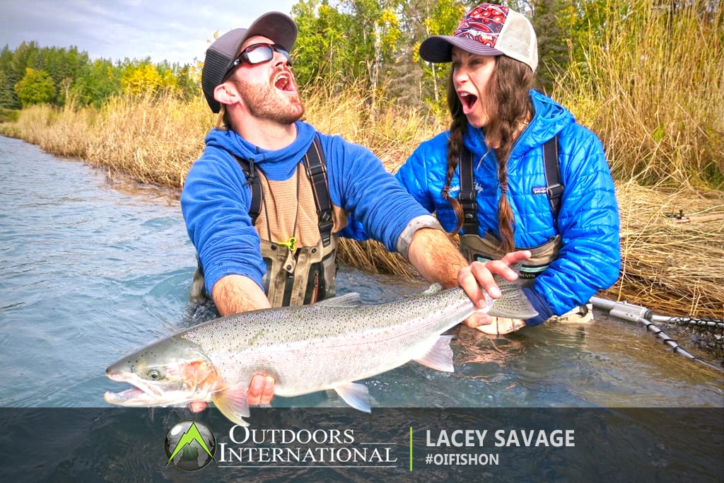 Lacey having fun with her Steelhead guide