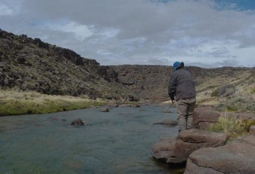 Fishing the creek from the rocks