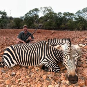 De Wet with a beautiful Harman zebra from Namibia.