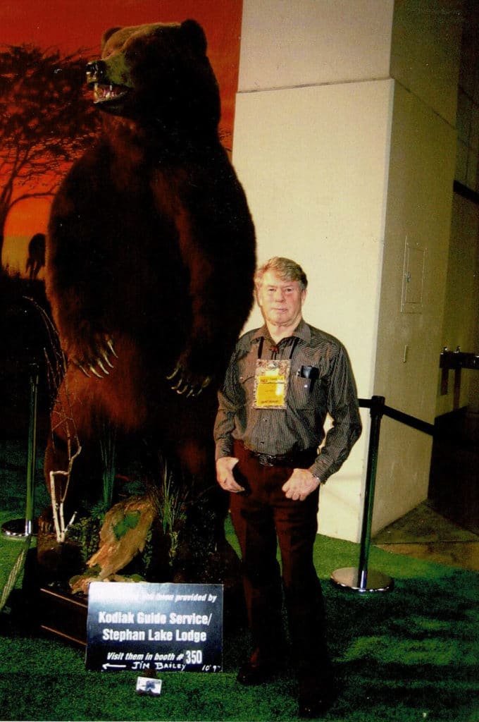 Jim Bailey with a 10' 9" brown bear taken by one of his hunters.