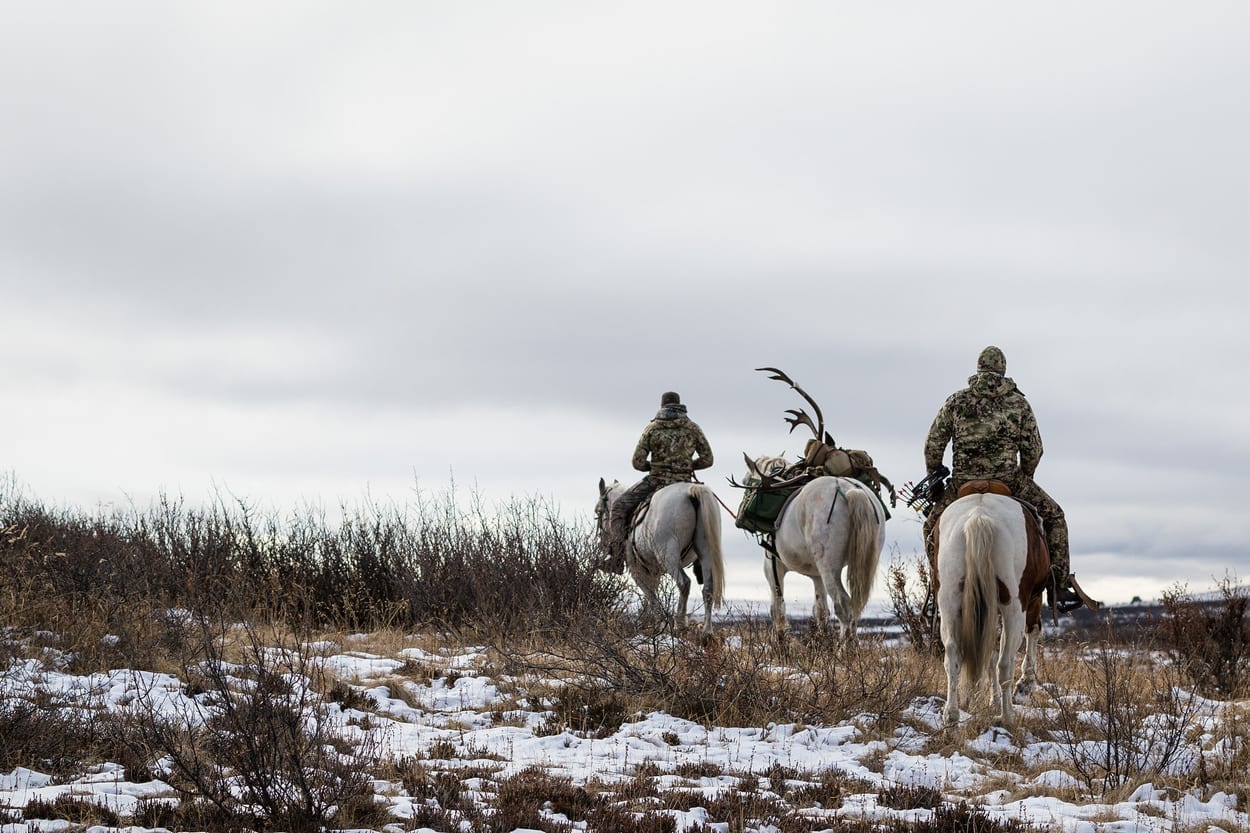 This is a horseback caribou hunt in B.C.