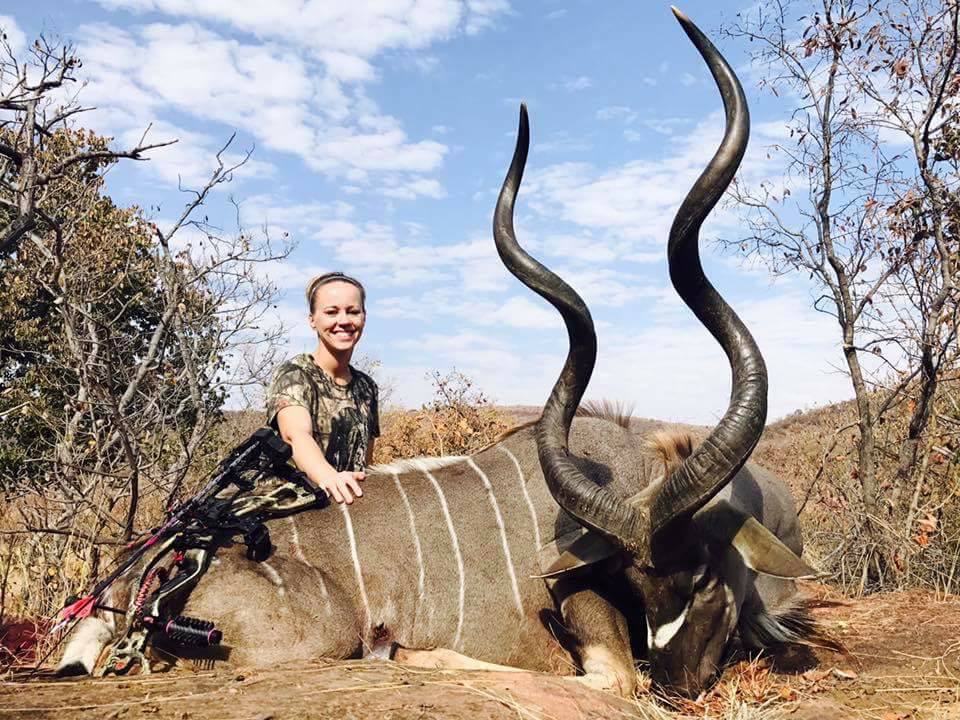 Kim Osborn with a great archery kudu