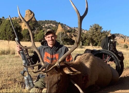 Utah Elk Hunt Report by Billy Henry » Outdoors International Disabled hunter Billy Henry with his Utah bull elk.