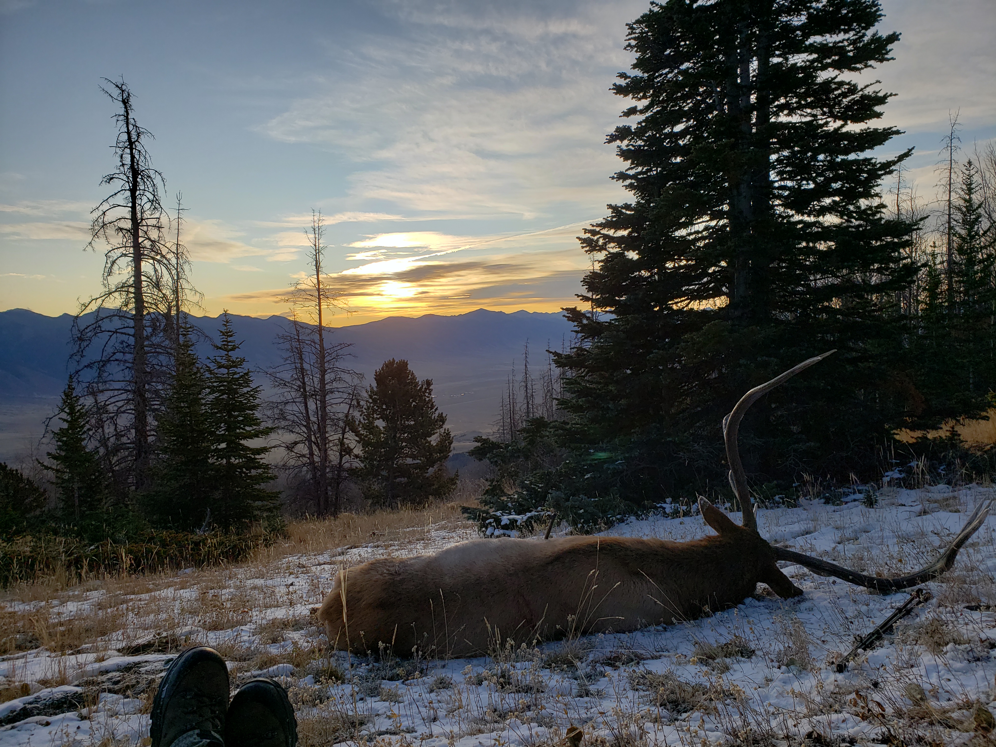 A beautiful sunset after a successful elk hunt