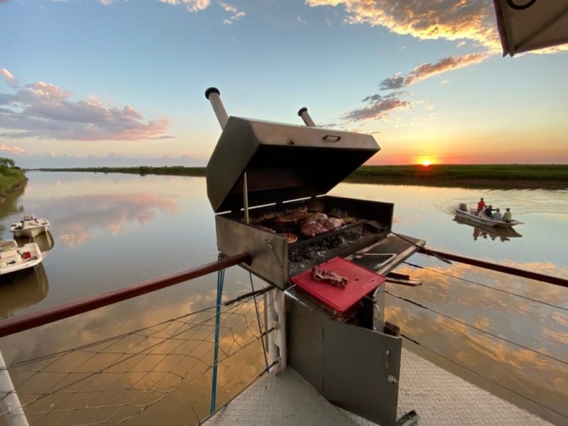 Loaded grill on the deck of the cruiser