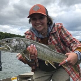 Happy girl with nice lake trout.