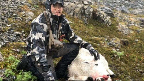 Client-Chugach-Mountain-Goat-Hunt-Alaska-PMG » Outdoors International OI client with his Alaska mountain goat