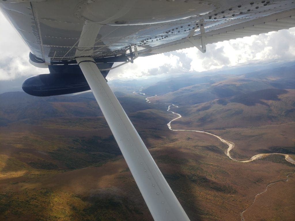 Flying into caribou camp
