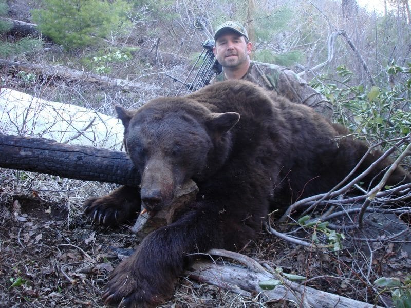 Russ is good at hunting black bears in the spring. Here he is with a giant Spring bear in Idaho