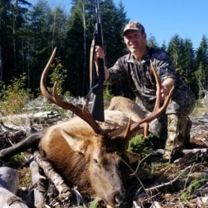 Carl Windle with a muzzleloader bull