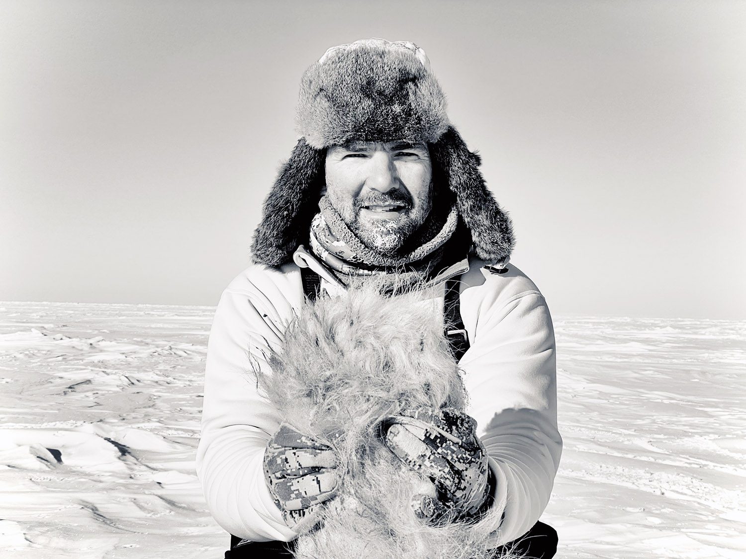 Gary Colbath with his archery polar bear