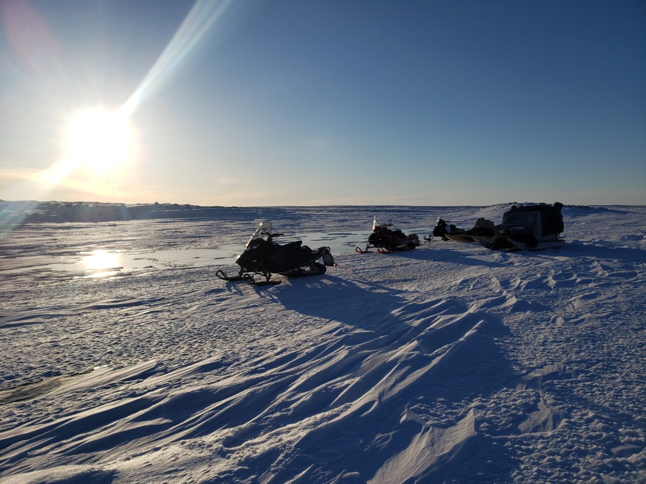 Snow machine Arctic Ice Snow Inuit Muskox Hunt CNO1 » Outdoors International Morning of the first hunt day our guides met us at the hotel and we loaded everything up to head out in the “Qamutik’s” pulled behind the snow machines.