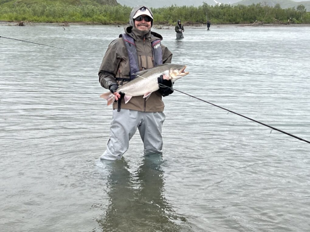 Richard VanAusdal Alaska Fishing Bristol Bay Salmon 2022 BBL » Outdoors International Richard with a salmon he caught on his fly rod.