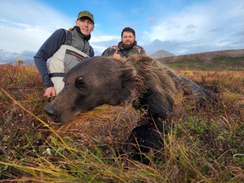 John Lebanc and his guide with his grizzly