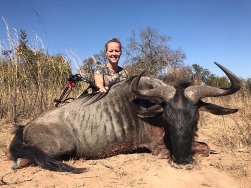 Kim Osborn with her archery wildebeest