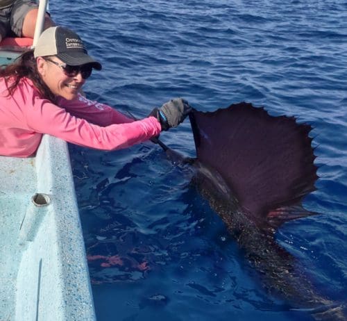 Jodi with a big sailfish.