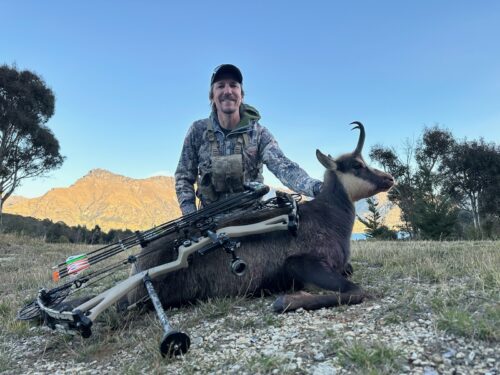 Ty Cameron with his archery chamois he took on a heli-hunt in New Zealand.