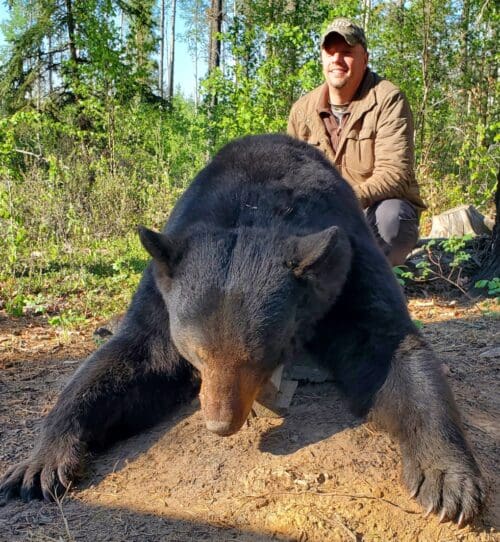 Caleb with his first bear of the hunt.
