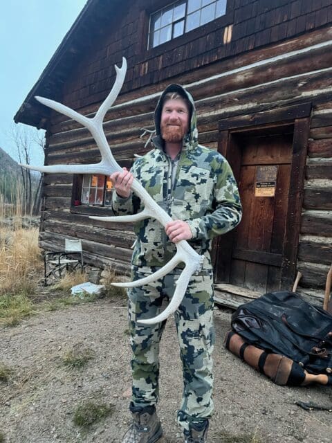 Jared with a big elk shed.