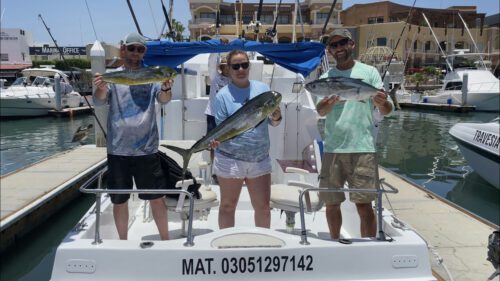 A successful day of charter fishing out of Cabo San Lucas marina.