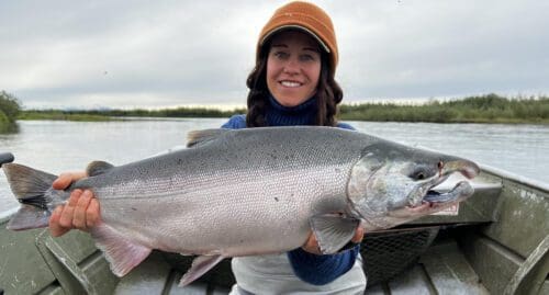Lacey with an Alaska salmon.