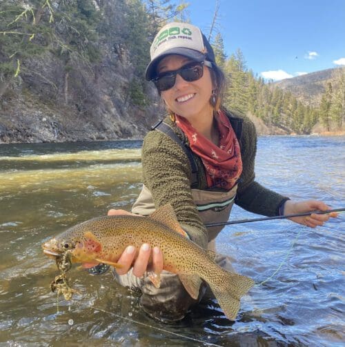 Lacey Savage flyfishing for trout in Colorado