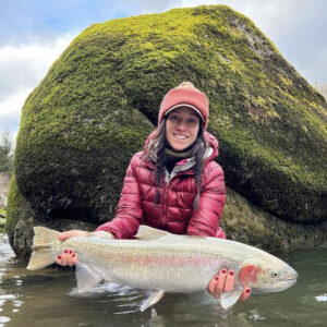 Lacey Savage with a big Idaho Steelhead