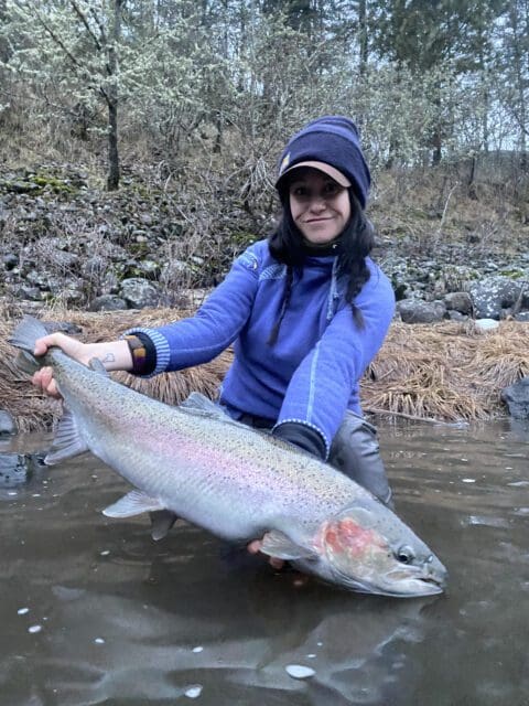 Lacey Savage steelhead flyfishing in Idaho