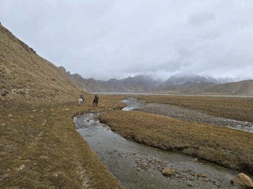 Hunting on horseback for Marco Polo sheep.