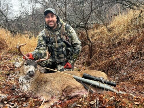 Kyle Kremposky Client - 2024 Alaska Kodiak Island Sitka Blacktail Deer DWLIMG_0383 » Outdoors International Kyle Kremposky with his Kodiak Island blacktail