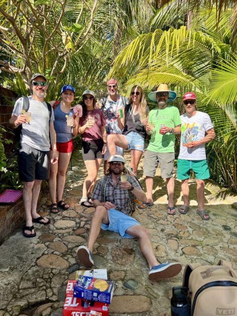 The group hanging out at the lodge