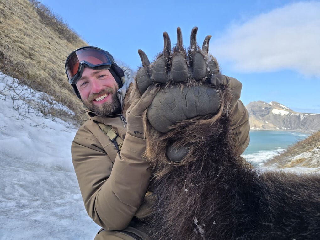 Kyle with a huge brown bear