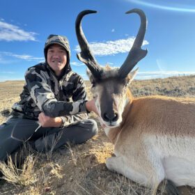 Charles with a great antelope.