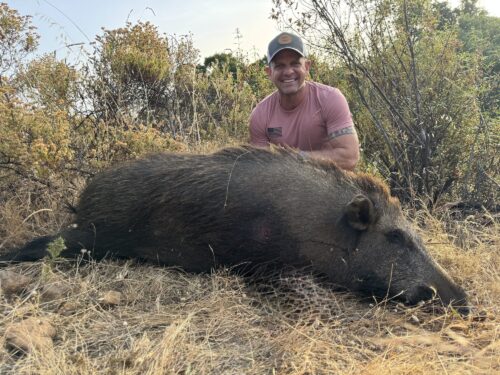 Charlie Ward — wild boar hog hunt in scrubland (Spain, 2026)