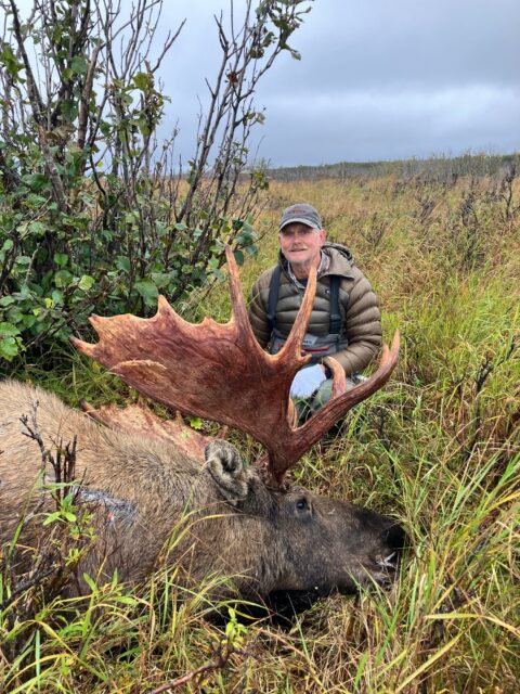 OI Client — bull moose with hunter in Alaska (Alaska, 2026)